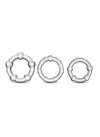 Набор из 3 прозрачных эрекционных колец Stay Hard Beaded Cockrings - Blush Novelties - в Майкопе купить с доставкой