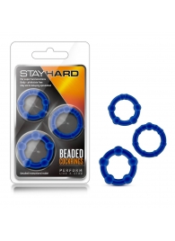 Набор из 3 синих эрекционных колец Stay Hard Beaded Cockrings - Blush Novelties - в Майкопе купить с доставкой