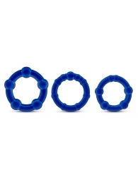 Набор из 3 синих эрекционных колец Stay Hard Beaded Cockrings - Blush Novelties - в Майкопе купить с доставкой