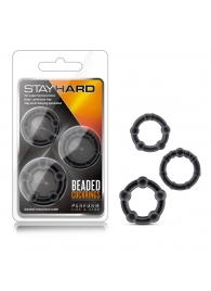 Набор из 3 чёрных эрекционных колец Stay Hard Beaded Cockrings - Blush Novelties - в Майкопе купить с доставкой