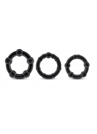 Набор из 3 чёрных эрекционных колец Stay Hard Beaded Cockrings - Blush Novelties - в Майкопе купить с доставкой