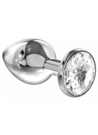 Большая серебристая анальная пробка Diamond Clear Sparkle Large с прозрачным кристаллом - 8 см. - Lola Games - купить с доставкой в Майкопе