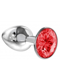 Малая серебристая анальная пробка Diamond Red Sparkle Small с красным кристаллом - 7 см. - Lola Games - купить с доставкой в Майкопе