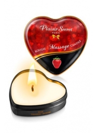Массажная свеча с ароматом клубники Bougie Massage Candle - 35 мл. - Plaisir Secret - купить с доставкой в Майкопе