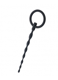 Чёрный уретральный плаг с кольцом - ToyFa - купить с доставкой в Майкопе