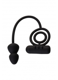 Чёрное эрекционное кольцо с вибропулькой и анальным хвостом - Erotist Adult Toys - в Майкопе купить с доставкой