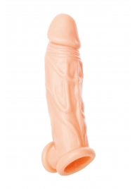 Телесная насадка на пенис с фиксацией мошонки - 18,5 см. - ToyFa - в Майкопе купить с доставкой