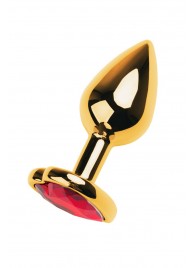 Золотистая анальная пробка с кристаллом-сердцем - 7,5 см. - ToyFa - купить с доставкой в Майкопе