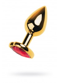 Золотистая анальная пробка с кристаллом-сердцем - 7,5 см. - ToyFa - купить с доставкой в Майкопе