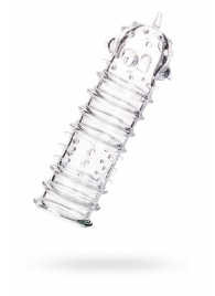 Прозрачная насадка на пенис TOYFA A-Toys с ребрами и точками - 15,3 см. - A-toys - в Майкопе купить с доставкой