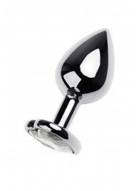 Серебристая анальная пробка с прозрачным кристаллом-сердцем - 8 см. - ToyFa - купить с доставкой в Майкопе