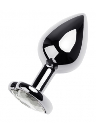 Серебристая анальная пробка с прозрачным кристаллом-сердцем - 8 см. - ToyFa - купить с доставкой в Майкопе