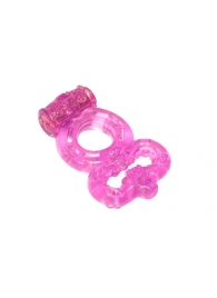 Розовое эрекционное кольцо Rings Treadle с подхватом - Lola Games - в Майкопе купить с доставкой