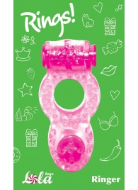 Розовое эрекционное кольцо с вибрацией Rings Ringer - Lola Games - в Майкопе купить с доставкой