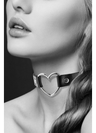 Чёрный чокер с кольцом в форме сердца - Bijoux Pour Toi - купить с доставкой в Майкопе