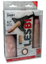 Телесный поясной страпон LESBI с вагинальной пробкой - 17 см. - LOVETOY (А-Полимер) - купить с доставкой в Майкопе