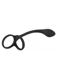 Эрекционное кольцо с утяжкой на мошонку и анальным плаг Black Velvets - Orion - в Майкопе купить с доставкой