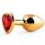 Золотистая анальная пробка с красным стразом-сердечком - 8 см. - Anal Jewelry Plug - купить с доставкой в Майкопе