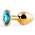 Золотистая анальная пробка с голубым стразом - 7,2 см. - Anal Jewelry Plug - купить с доставкой в Майкопе