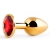 Золотистая анальная пробка с красным стразом - 7,2 см. - Anal Jewelry Plug - купить с доставкой в Майкопе