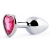 Серебристая анальная пробка с розовым кристаллом-сердечком - 7 см. - Anal Jewelry Plug - купить с доставкой в Майкопе