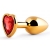 Золотистая анальная пробка с красным стразом-сердечком - 7 см. - Anal Jewelry Plug - купить с доставкой в Майкопе