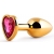 Золотистая анальная пробка с малиновым кристаллом-сердечком - 7 см. - Anal Jewelry Plug - купить с доставкой в Майкопе