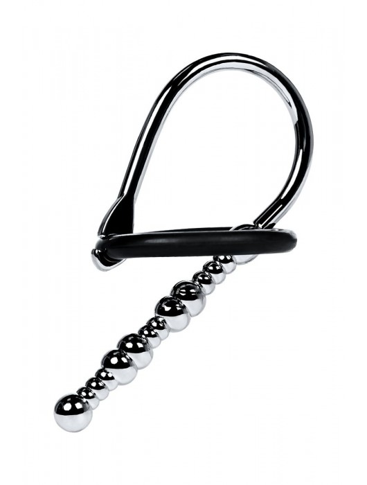 Серебристый уретральный плаг-бусины TOYFA Metal с мягким фиксириющим кольцом - ToyFa - купить с доставкой в Майкопе