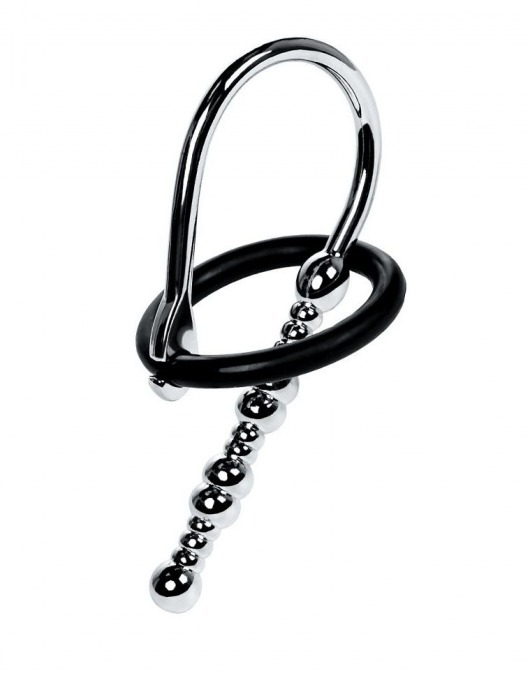 Серебристый уретральный плаг-бусины TOYFA Metal с мягким фиксириющим кольцом - ToyFa - купить с доставкой в Майкопе