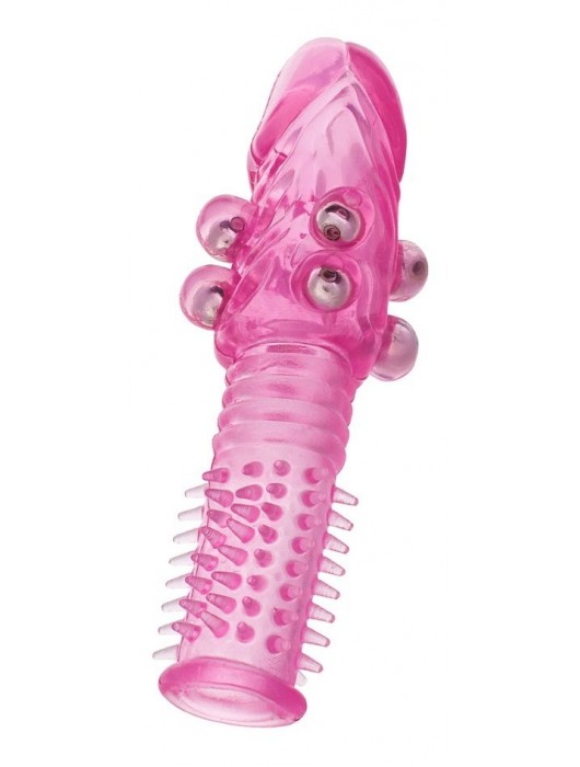 Стимулирующая розовая насадка с шишечками и шипами - 13,5 см. - Toyfa Basic - в Майкопе купить с доставкой