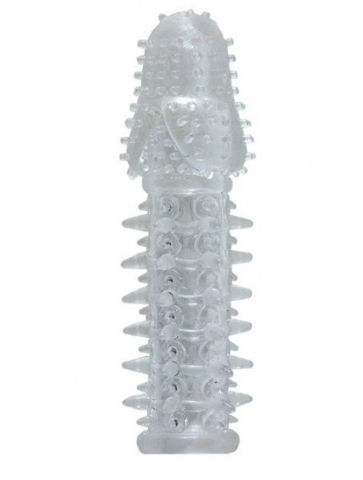 Прозрачная насадка с шишечками и шипами - 13,5 см. - Toyfa Basic - в Майкопе купить с доставкой