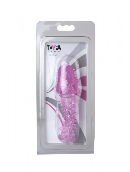 Закрытая насадка розового цвета с шипами и точками - 13,5 см. - Toyfa Basic - в Майкопе купить с доставкой