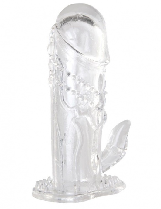 Прозрачная гелевая насадка с клиторальным отростком - 13 см. - Toyfa Basic - в Майкопе купить с доставкой