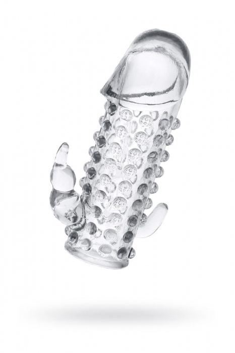 Гелевая прозрачная насадка с 2 отростками - 13 см. - Toyfa Basic - в Майкопе купить с доставкой