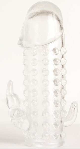 Гелевая прозрачная насадка с 2 отростками - 13 см. - Toyfa Basic - в Майкопе купить с доставкой