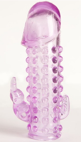 Закрытая фиолетовая насадка с 2 отростками - 13 см. - Toyfa Basic - в Майкопе купить с доставкой