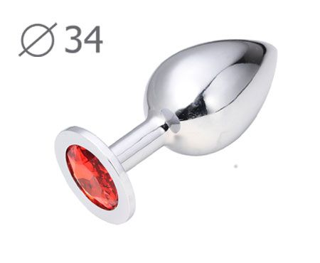 Коническая серебристая анальная втулка с красным кристаллом - 8,2 см. - Anal Jewelry Plug - купить с доставкой в Майкопе