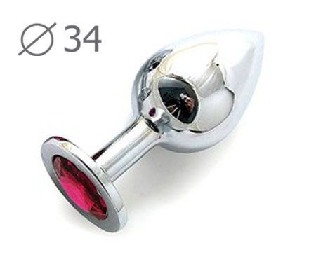Коническая серебристая анальная втулка с малиновым кристаллом - 8,2 см. - Anal Jewelry Plug - купить с доставкой в Майкопе