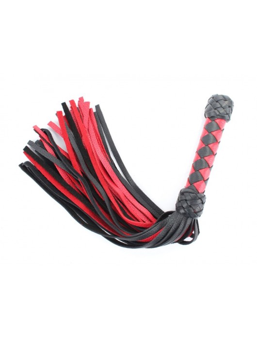 Черно-красная клеть с плетеной ручкой с ромбовидным узором - 45 см. - БДСМ Арсенал - купить с доставкой в Майкопе