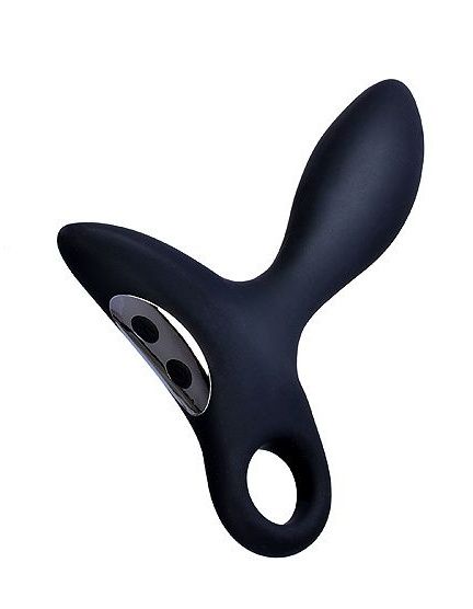 Черный силиконовый анальный вибромассажер Erokey с колечком-ограничителем - Erokay - в Майкопе купить с доставкой