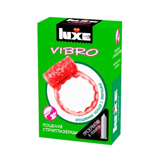 Розовое эрекционное виброкольцо Luxe VIBRO  Поцелуй стриптизёрши  + презерватив - Luxe - в Майкопе купить с доставкой