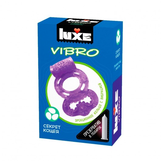 Фиолетовое эрекционное виброкольцо Luxe VIBRO  Секрет Кощея  + презерватив - Luxe - в Майкопе купить с доставкой