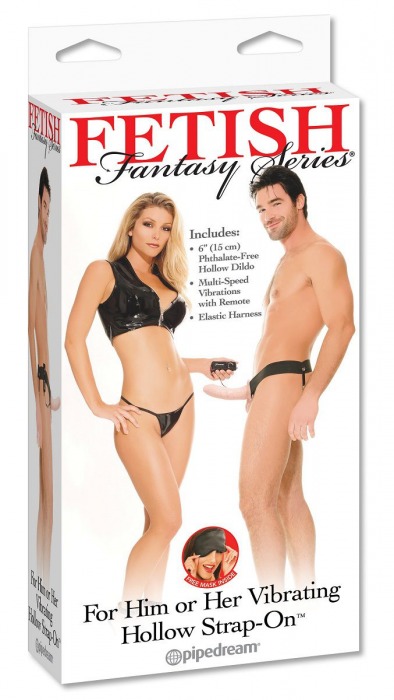 Полый страпон унисекс телесного цвета с вибрацией For Him or Her ​Vibrating Hollow Strap-On - 15 см. - Pipedream - купить с доставкой в Майкопе