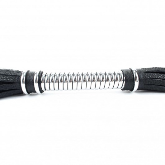 Черная длинная плеть с серебристой ручкой - 56 см. - БДСМ Арсенал - купить с доставкой в Майкопе