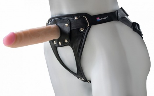 Черный пояс-трусики с насадкой  Soft-Принц  - 17 см. - LOVETOY (А-Полимер) - купить с доставкой в Майкопе