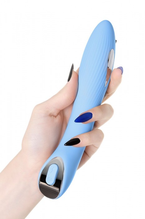 Голубой силиконовый вибратор с электростимуляцией TESLA G-POINT - 21 см. - ToyFa - купить с доставкой в Майкопе