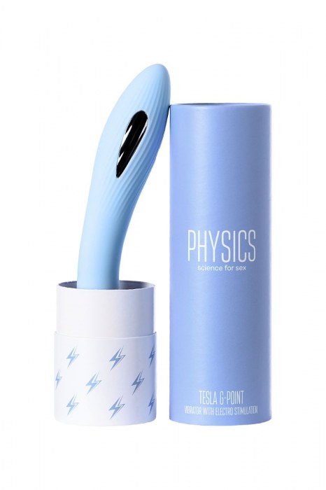 Голубой силиконовый вибратор с электростимуляцией TESLA G-POINT - 21 см. - ToyFa - купить с доставкой в Майкопе