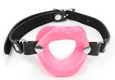 Розовый кляп-губки на черном ремешке - Notabu - купить с доставкой в Майкопе