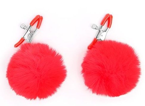 Зажимы для сосков с красным пушком - Notabu - купить с доставкой в Майкопе