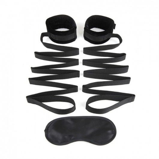 Чёрные манжеты для фиксации на кровати Bondage Bed Strap - Lux Fetish - купить с доставкой в Майкопе